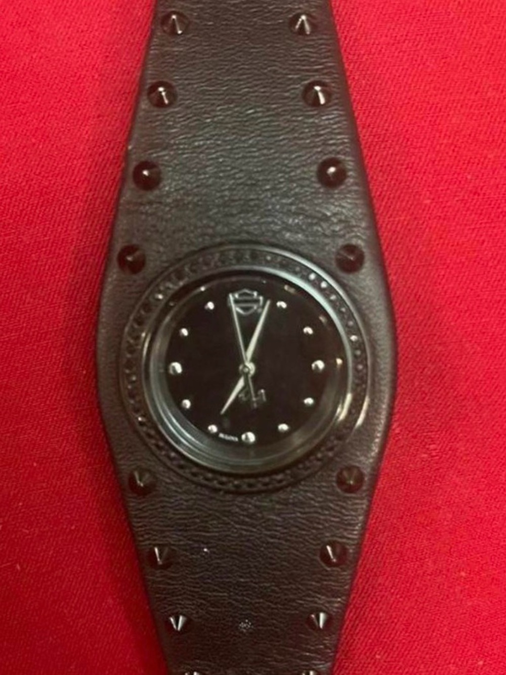 Harley Davidson Women’s Studded Leather Cuff Watch By Bulova (model 78L128)